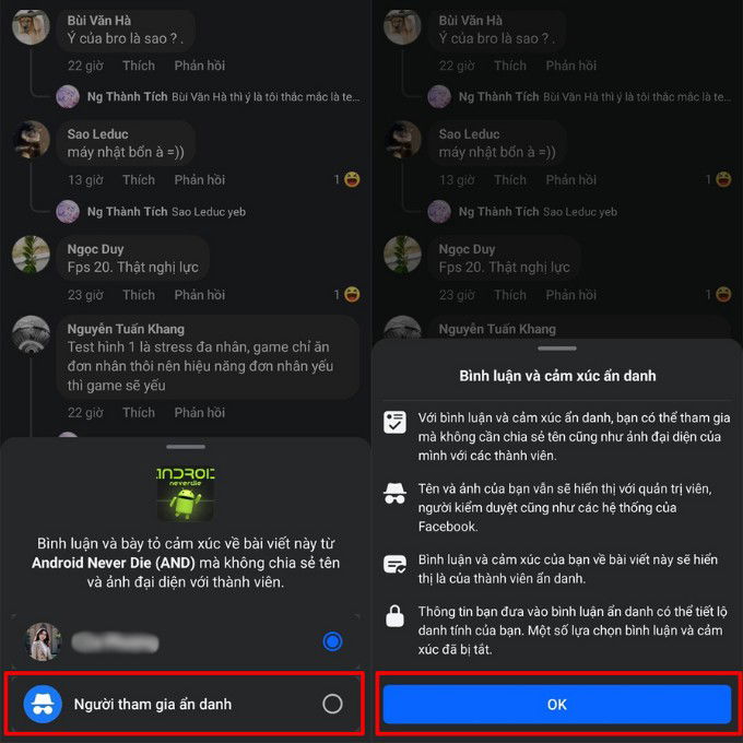 Cách bình luận ẩn danh trên Facebook