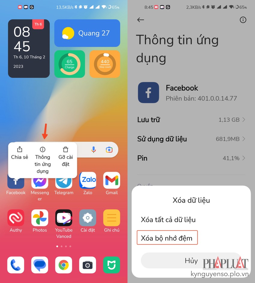 Cách xóa cache ứng dụng Facebook